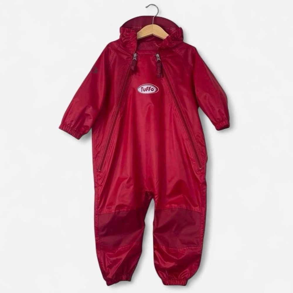 Tuffo Muddy Buddy Red Waterproof Rain Suit Zip Up with Hood SIze 4T